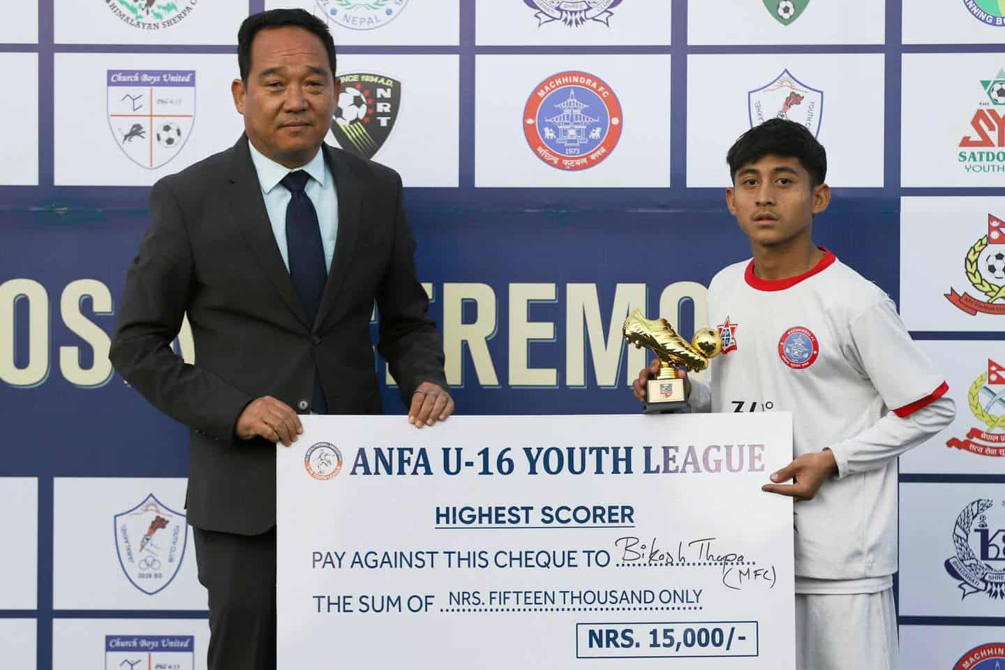 सुदूरका युवा स्ट्राइकर थापा एन्फा यू–१६ युथ लिगमा सर्वाधिक गोलकर्ता